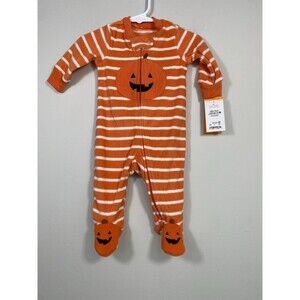 Carter’s Halloween Pumpkin Fleece Sleeper 3M NWT 2-Way Zip Footed
